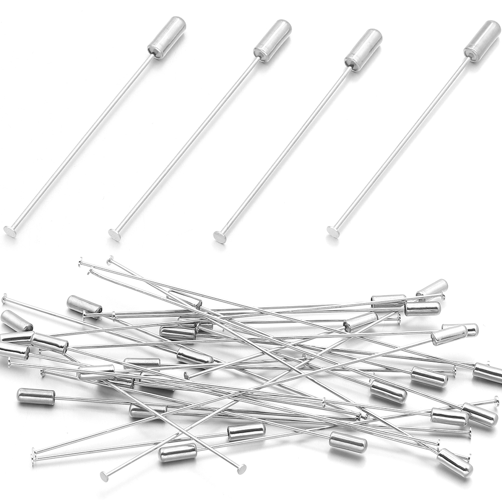 Women Accessories In Wholesale - 10Pcs/Lot 60-120mm Rhodium Color Flat Head