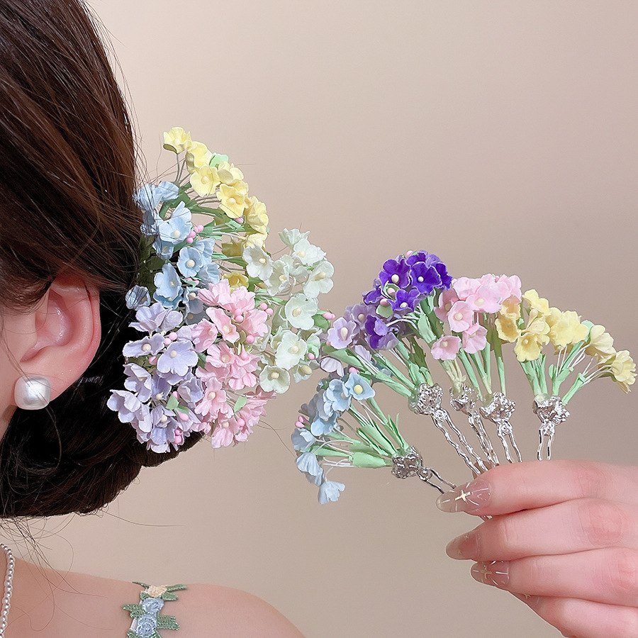 Women Accessories Bouquet - Multicolor Fabric Bouquet Flower Hair Pins