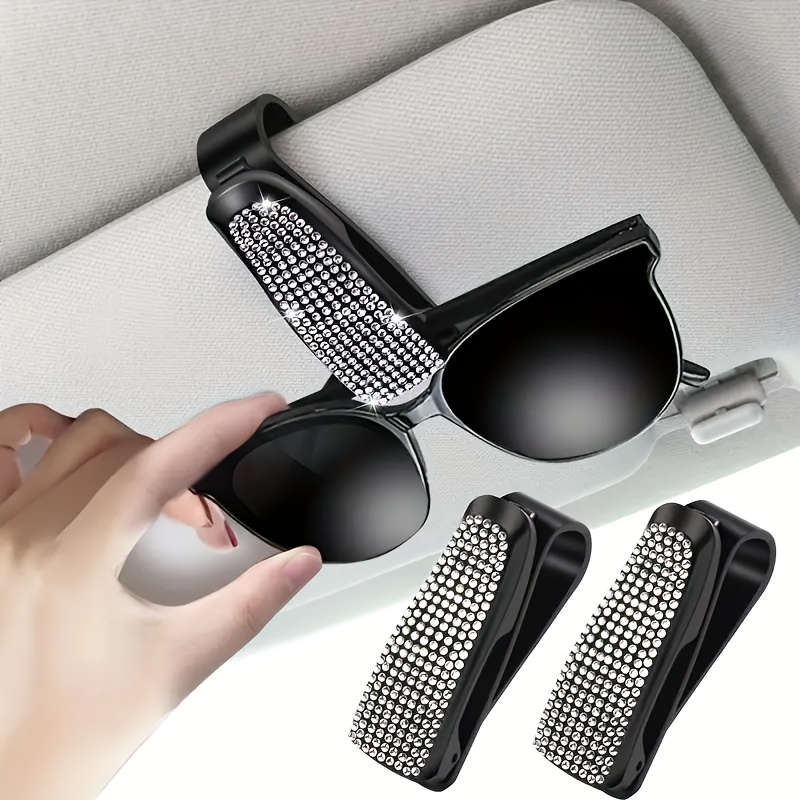 Women Accessories Holder - Bling Rhinestone Car Sun Visor Clip