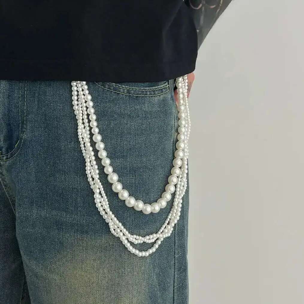 Women'S Jeans Accessories Chain - Lacteo Goth Multi Layer Imitation Pearl