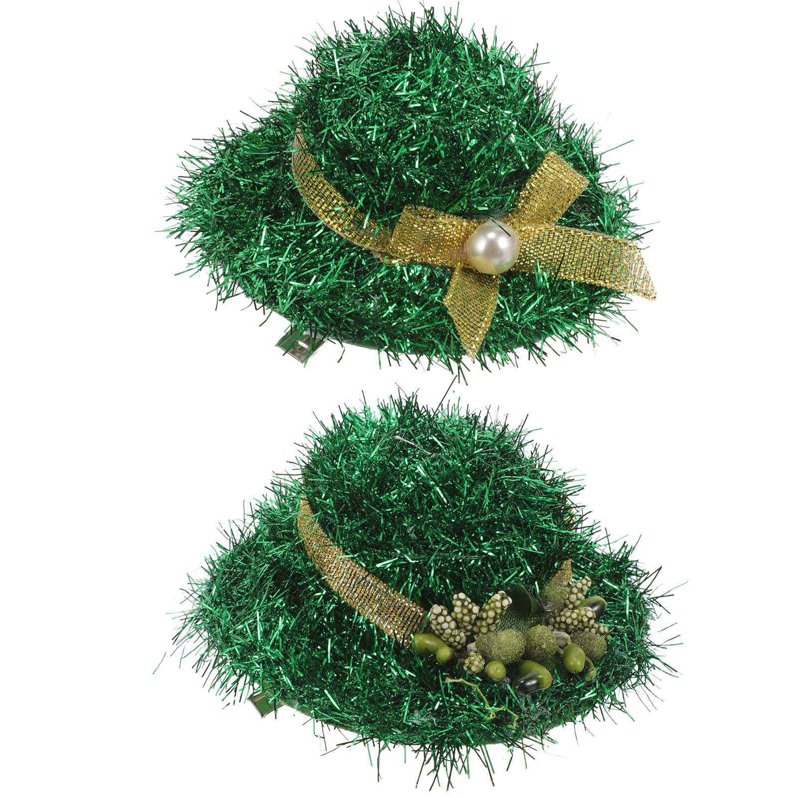 Women Accessories Bouquet - 2Pcs Green Hat Hair Clips Top