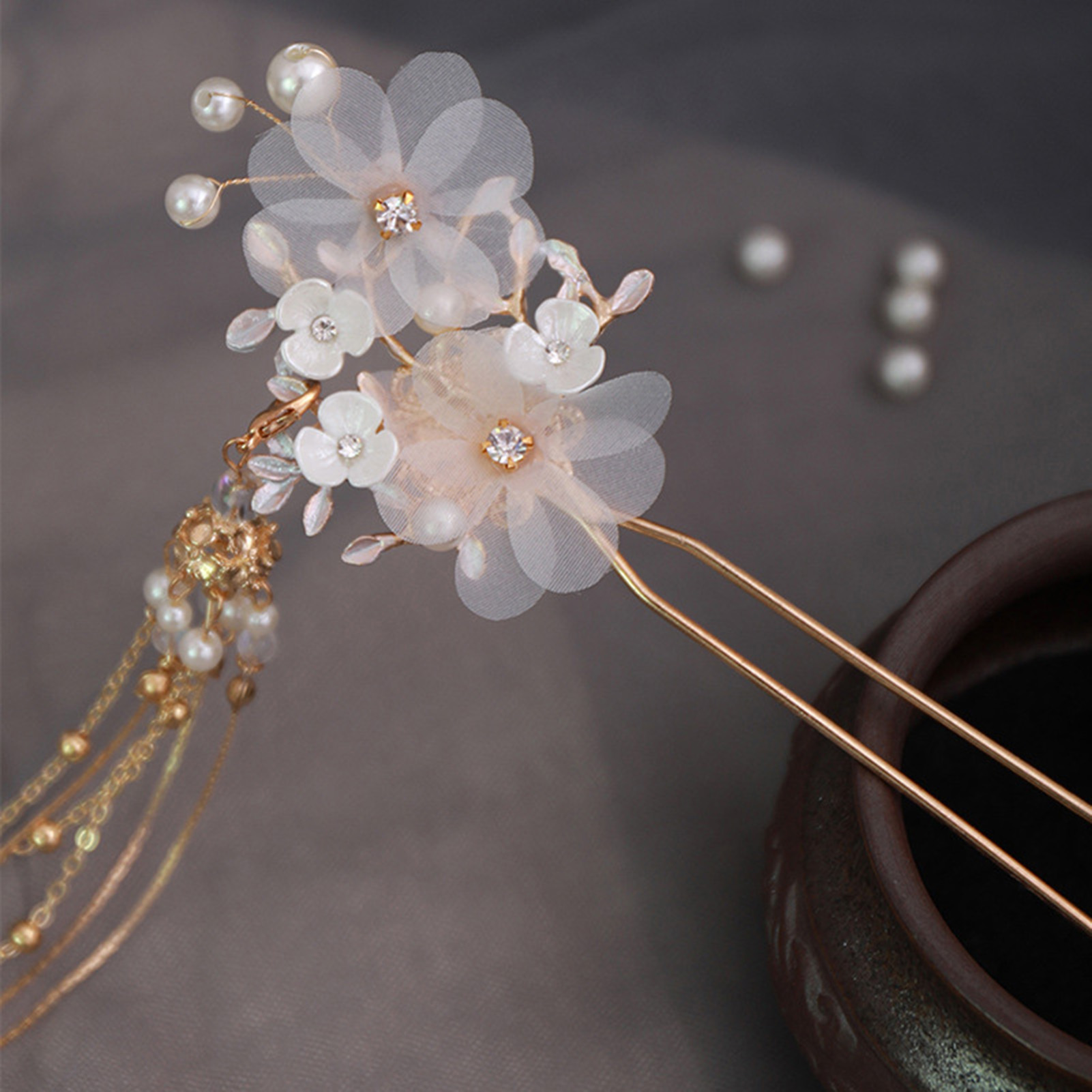 Women Accessories Holder - Chinese Style Hair Stick Hairpin Flower