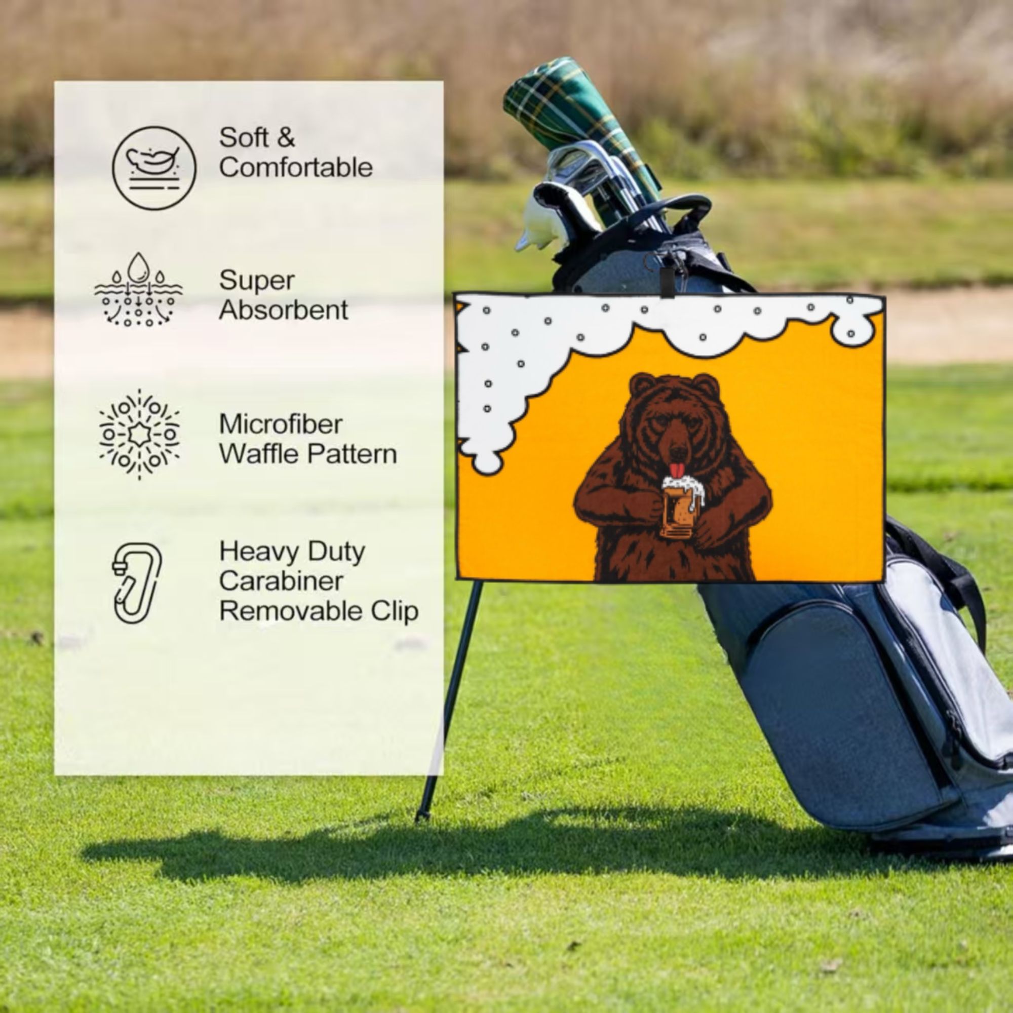 Brown bear Golf Towel Orange a – обзор и цена Women'S Golf Accessories