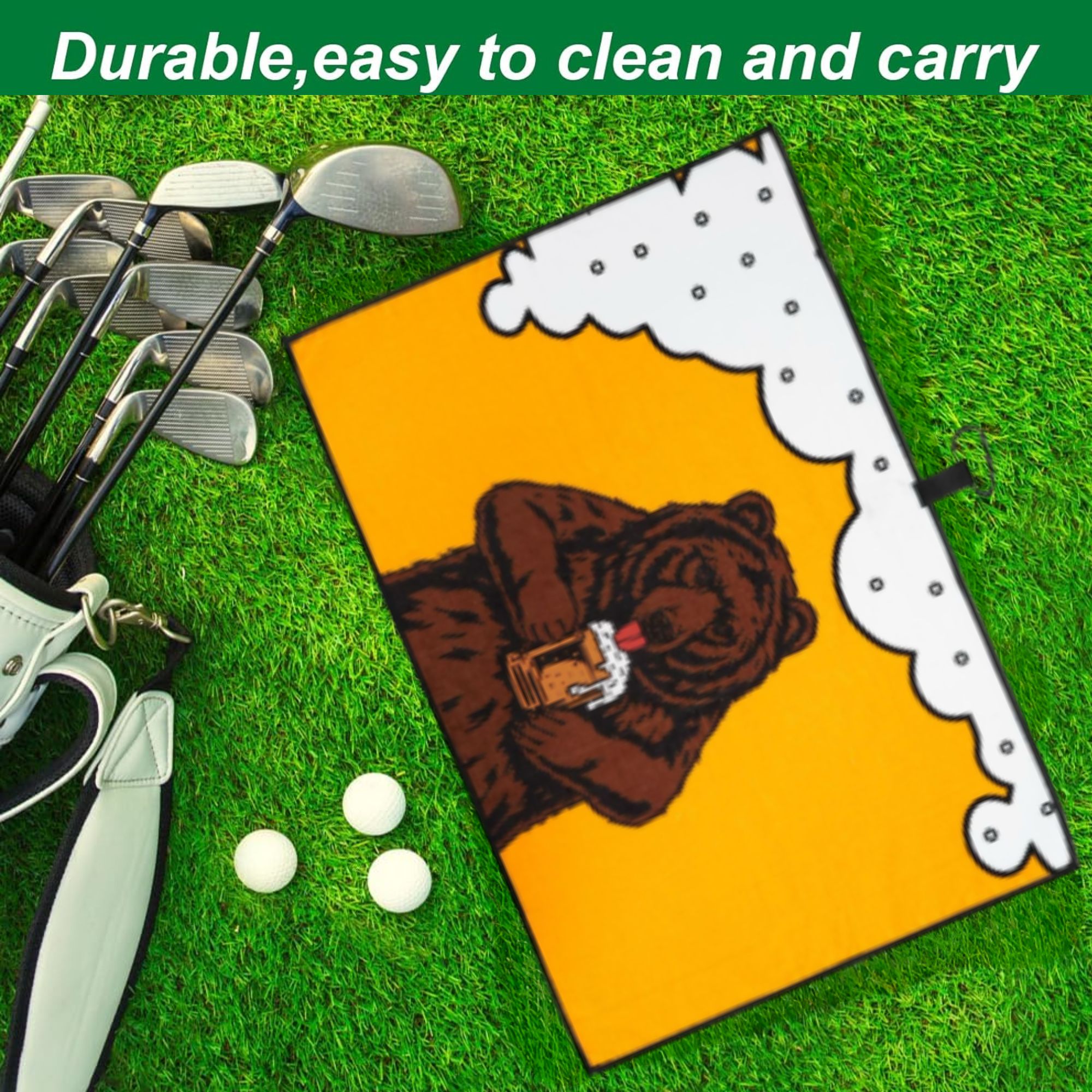 Brown bear Golf Towel Orange a – обзор и цена Women'S Golf Accessories