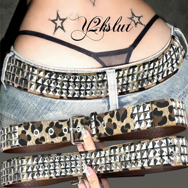 Y2K Leopard Rivet Belt Square  – обзор и цена Women'S Jeans Accessories Chain