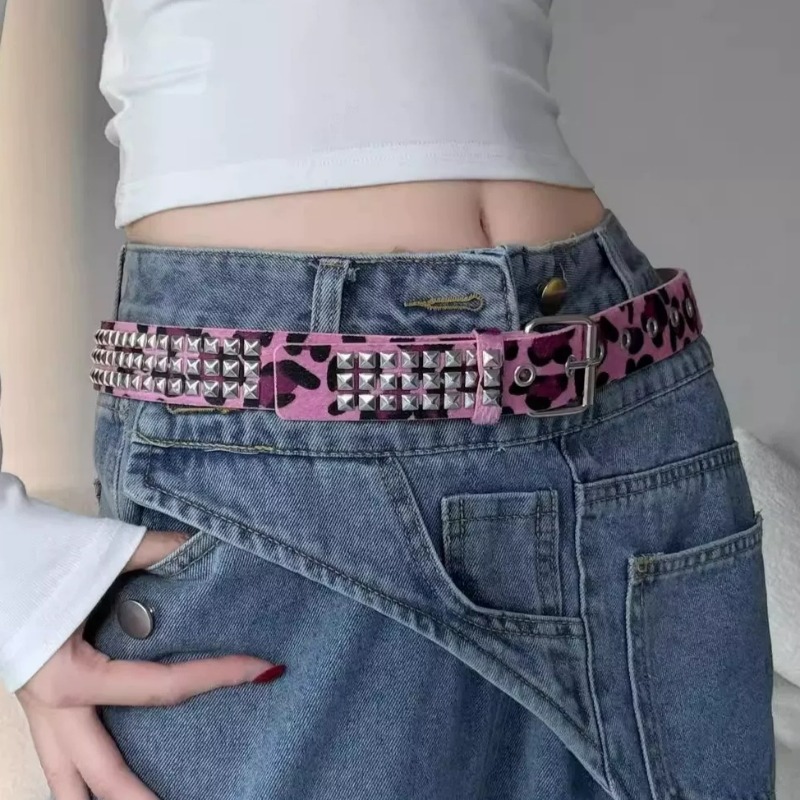 Y2K Leopard Rivet Belt Square  – обзор и цена Women'S Jeans Accessories Chain