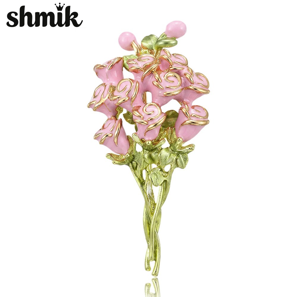 Pink Enamel Rose Bouquet Brooc – обзор и цена Women Accessories Bouquet