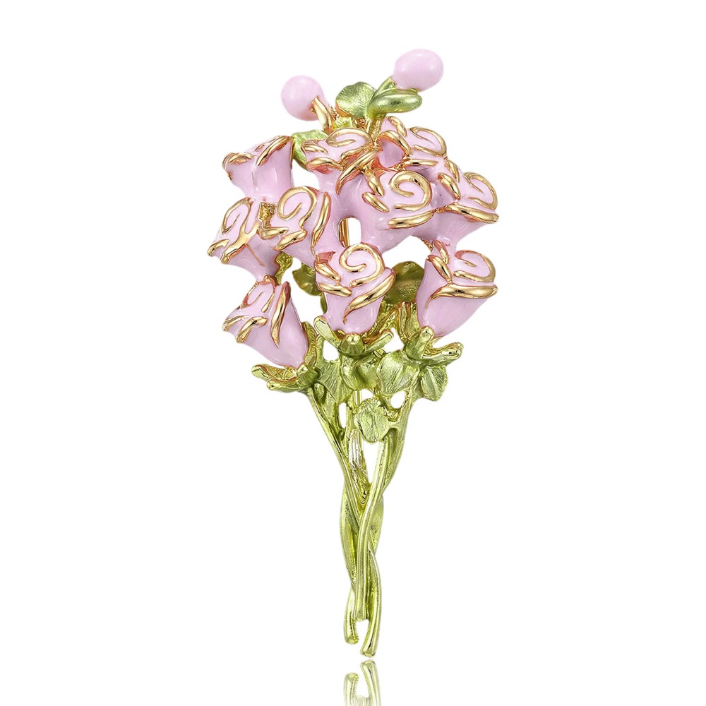 Pink Enamel Rose Bouquet Brooc – обзор и цена Women Accessories Bouquet