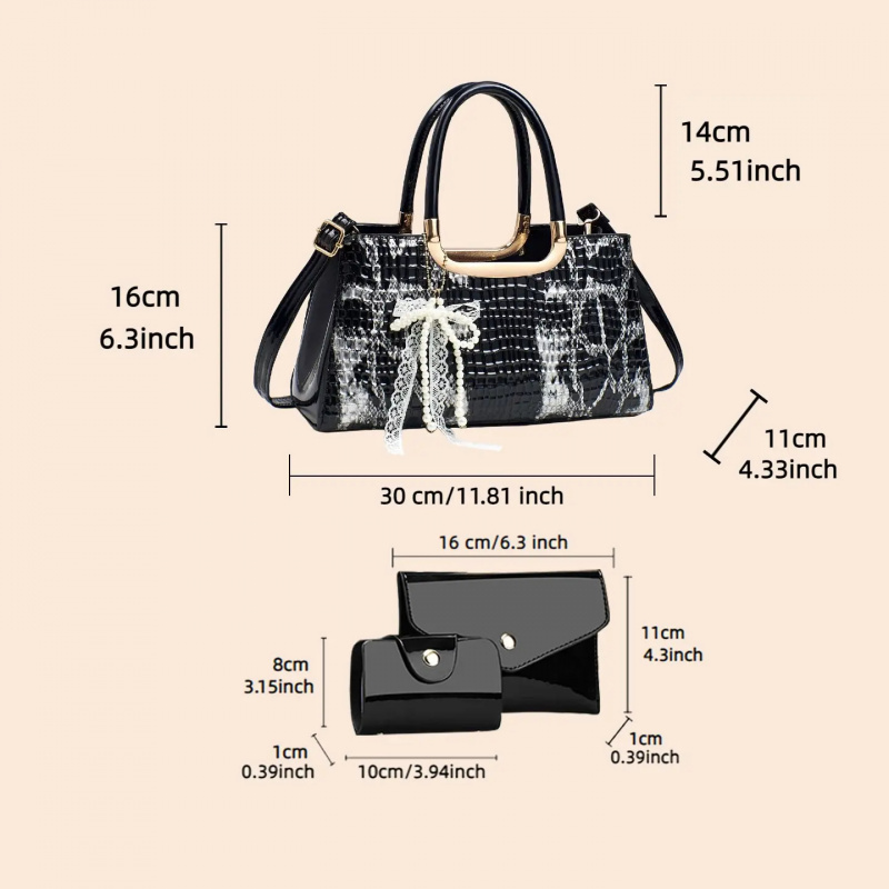 Women's Handbag Set, Crocodile – обзор и цена Women Accessories Set