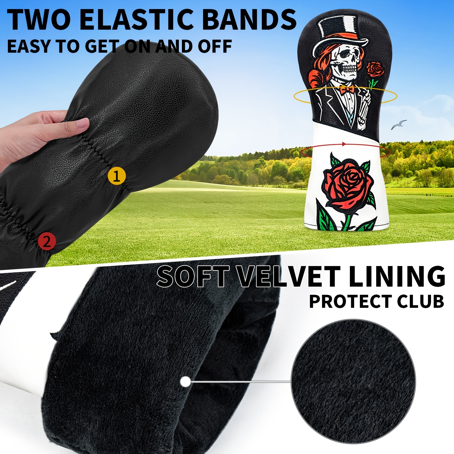 1pc/3pcs Top Hat Skull Rose Pa – обзор и цена Women'S Golf Accessories