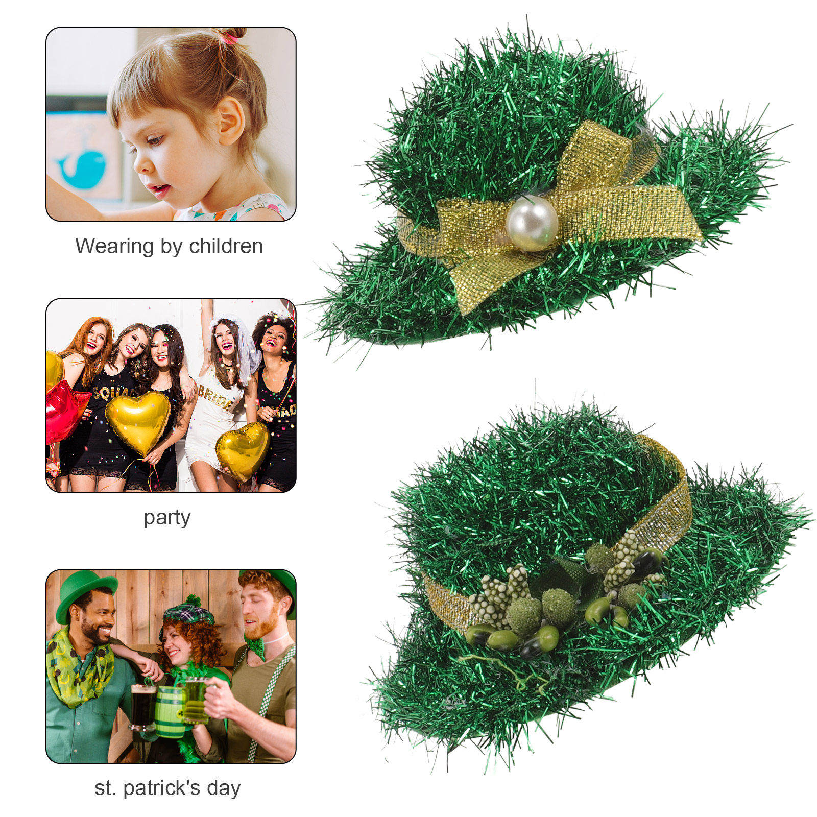 2Pcs Green Hat Hair Clips Top  – обзор и цена Women Accessories Bouquet