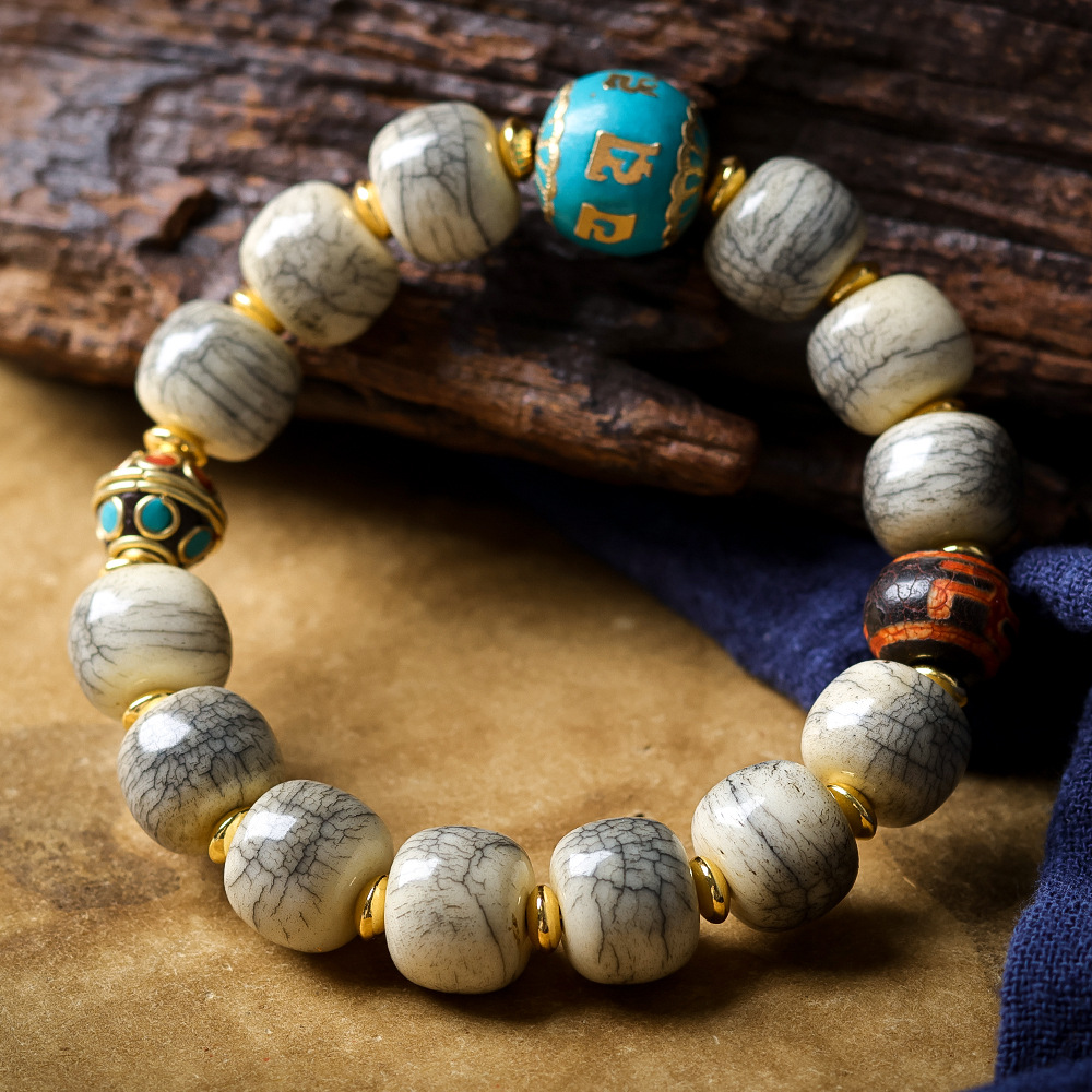 Cracked Yak Bone Barrel Bead B – обзор и цена Women Accessories Nepal