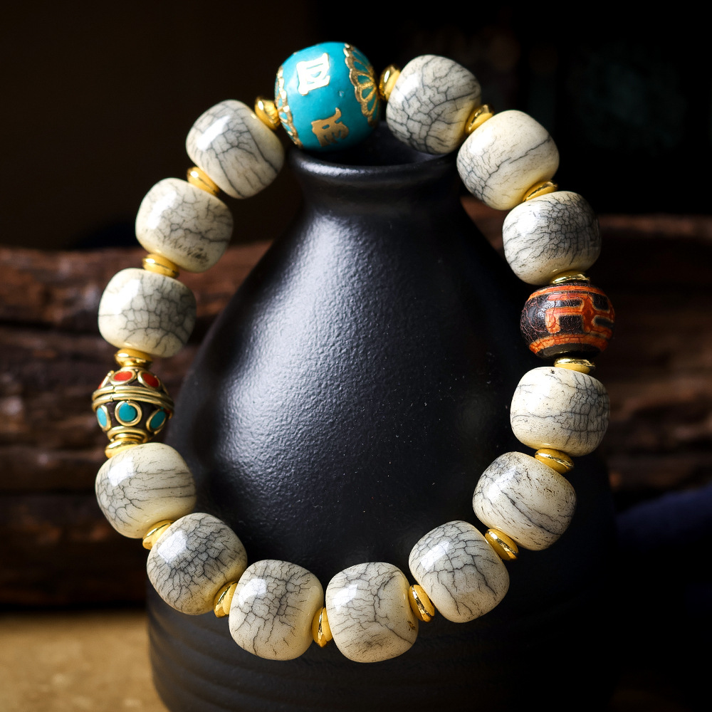 Cracked Yak Bone Barrel Bead B – обзор и цена Women Accessories Nepal